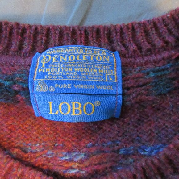 Mens Vintage Pendleton Lobo Wool Crew Neck Sweater Sz L - Picture 4 of 4